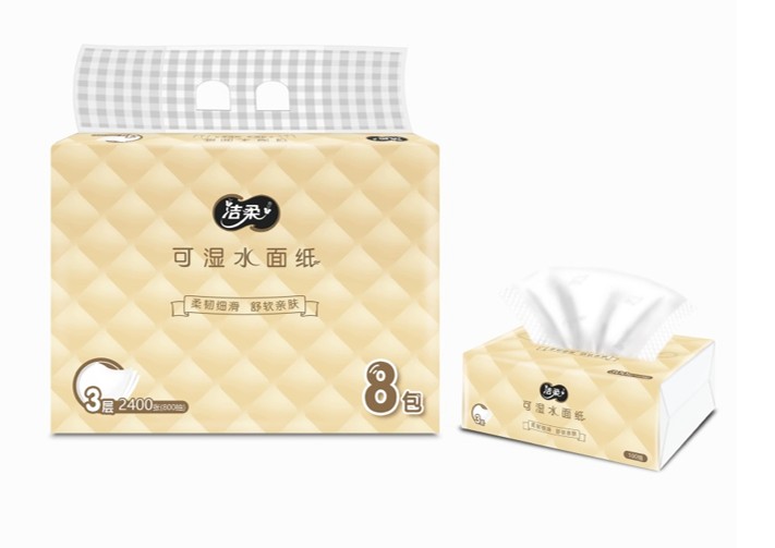 JR306-08A洁柔牌纸面巾(商用软抽)3层100抽(8包装)