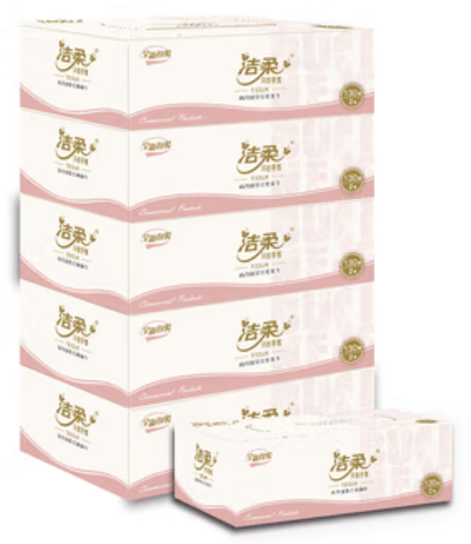 CH012-05A洁柔牌纸面巾(商用盒抽)130抽2层(5盒装)