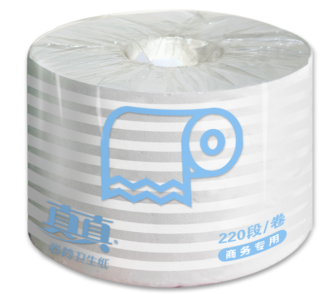 真真2层圆点压花220段卷筒卫生纸