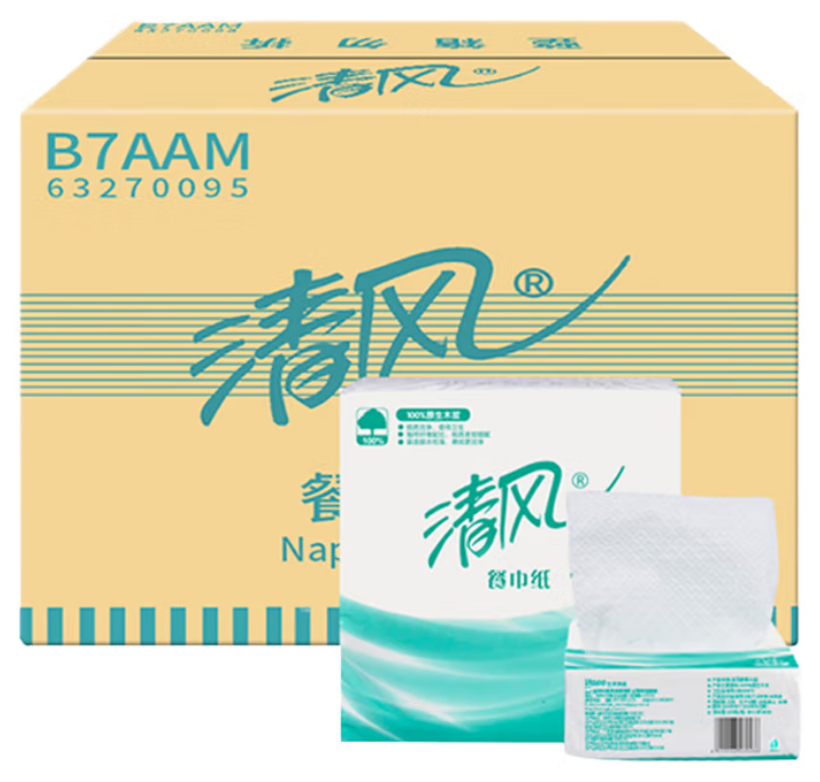 清风1层100抽抽取式餐巾纸